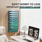10-Tier Wall File Organizer, Hanging File Holder, Wall Mounted Mail Sorter - Image 4