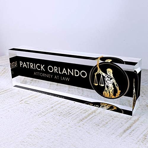 Artblox Office Desk Name Plate Personalized | Custom Name Plates for Desks | Lawyer Design On Clear Acrylic Glass | Office Desk Decor - (8" x 2.5") - Image 5