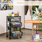 Hongtamoya Rolling Cart with Drawers, Storage Cart with Wheels, Black - Image 6