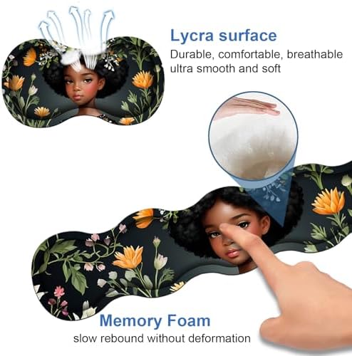 4 in 1 Ergonomic Memory Foam Mouse Pad Wrist Rest Set, Large XXL Gaming Desk Pad + Keyboard Wrist Rest + Mouse Wrist Cushion + Coaster for Home Office Study Gaming, African American Black Girl - Image 6
