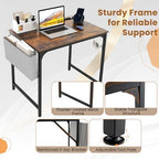 Giantex 32 Inch Computer Desk with Charging Station, Home Office Writing Desk with Storage Bag & Headphone Hook, Compact Gaming Table PC Workstation, Modern Simple Laptop Desk for Bedroom, Study - Image 4