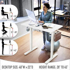 SHW 40 x 22 Inches Electric Height Adjustable Sit to Stand Desk, White - Image 5