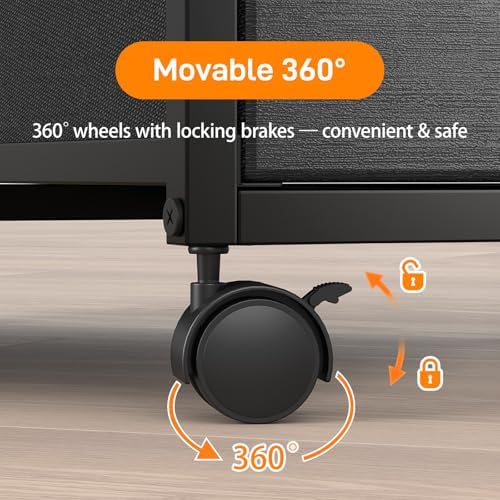 VINGLI 3 Drawer File Cabinet with Wheels Under Desk Printer Stand, Rolling File Cabinet with Shelves Adjustable, Mobile Lateral Filing Cabinet for Home Office, Fits Letter Size, Black - Image 5