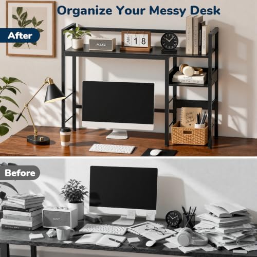 Desk Shelf, 38.6" Desk Hutch for Computer Monitor, Black - Image 7