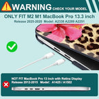 Case for MacBook Pro 13 inch M2 M1 2025-2022 2020 A2338 A2289 A2251, Plastic Hard Shell Laptop Case with Keyboard Cover, Trackpad Protector, 2 OTG Adapters, Leopard Flowers - Image 4