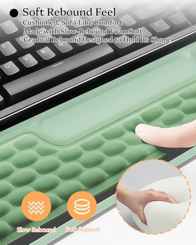Wrist Rest for Computer Keyboard, 2 in 1 Keyboard Wrist Support Pad, Memory Foam Keyboard Riser Holder Lift Tray with Wrist Pad for Easy Typing for Office Desk, Home, School (Square Green) - Image 6