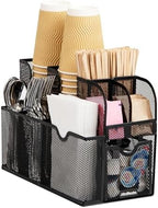 Mind Reader Countertop Organizer, Office Breakroom or Desktop Storage, 10-Compartment Caddy, Metal Mesh, Black by MindReader