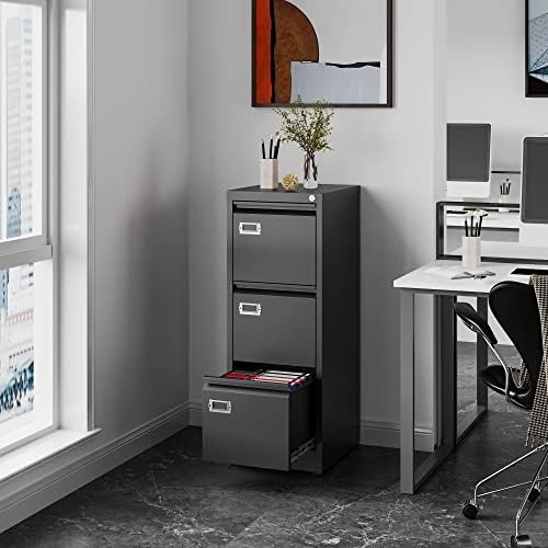 Fesbos Vertical File Cabinets - 3 Drawers 17.8" Deep Lockable Filing Cabinet - Metal Storage Cabinets for Home Office to Hanging Files Letter/Legal/F4/A4 Size - Image 2