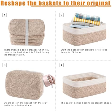 OIAHOMY 4 PACK 7L Storage Baskets for Organizing Storage Bins Brown - Image 7