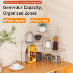 Sezanrpt Clear Countertop Corner Organizer Shelf 16.9x16.9x15.6 inch, 3 Tier Acrylic Organizer Corner Shelf for Bathroom, Kitchen, Study Room, Spice Jars, Coffee Bar, Dresser Table, Books - Image 3
