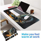 4Pcs Memory Foam Keyboard Wrist Rest Desk Mat Set, Flame Dragon - Image 6