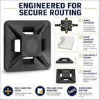 Kable Kontrol Zip Tie Mounts, 1/2” Black, 32000 Pcs Adhesive Backed - Image 4