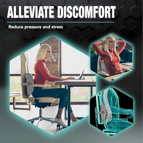Samsonite Memory Foam Lumbar Support Pillow for Office Chair, Gaming Chair & Car Seat Automotive Use, Ergonomic Back Cushion, Work from Home Essentials, Office Essentials for Sitting Comfort, Grey - Image 3