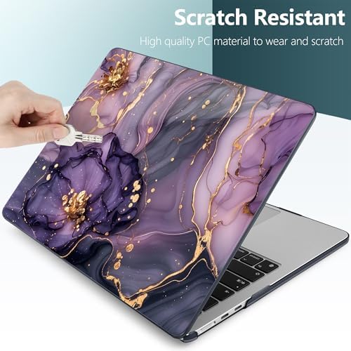 DONGKE for MacBook Air 13 Inch Case M5 2026 M4 2025 M3 M2 2024-2022 A3449 A3240 A3113 A2681, Plastic Hard Shell & Keyboard Cover & Screen Film for MacBook Air 13.6 Inch Case - Purple Hydrangea - Image 4