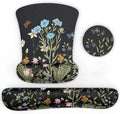 Ergonomic Mouse Pad & Wrist Rest - Memory Foam Set with Black Flower Design for Computer Keyboard (03_Black Garden) by EYROZILL