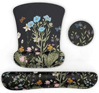 Ergonomic Mouse Pad & Wrist Rest - Memory Foam Set with Black Flower Design for Computer Keyboard (03_Black Garden) by EYROZILL