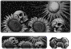 3Pcs Mouse Pad Set, Gothic Skull Sunflowers Large Gaming Mouse Pad with Stitched Edge, Ergonomic Memory Foam Keyboard Wrist Support and Mouse Wrist Rest Cushion, Pain Relief Non-Slip Desk Pad Combo by SROJDHFJB
