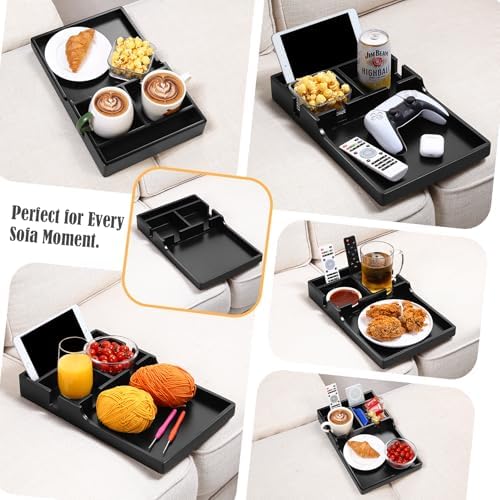 Nnewvante Couch Trays with Cup Holders Insert on Sectionals, Black - Image 6