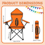 School Classroom Folding Chair, Orange Crayon Design Portable Seat with Armrests and Cup Holder, Carry Bag Chair for Reading Area, Learning Center, Back to School - Image 3