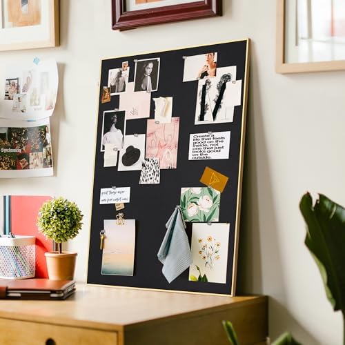 Fabric Bulletin Board 30x20 inches, Golden Aluminum Framed Wall Pin Board - Image 6