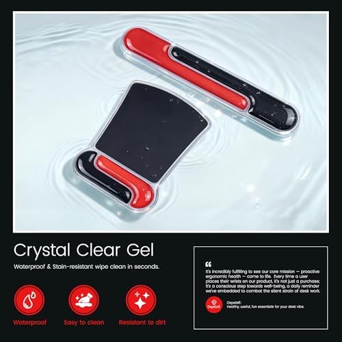 Ospelelf Mouse Pad with Wrist Rest and Ergonomic Gel Keyboard Hand Wrist, Support for Typing Gaming, Relieve Wrist Pain, Cool & Easy to Clean, for Office, Programmer, Home Computer Use, Black Red - Image 3
