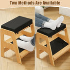 Upgraded Adjustable Wooden Double Step Desk Foot Rest with 3 Height Levels - Image 7