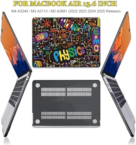 for MacBook Air 13.6 Inch Case M5 A3449 2026 2025-2022 Release A2681 M2 A3113 M3 A3240 M4 Cover, Crystal Black Printed Pattern Hard Shell Keyboard Skin for Mac Air 13" M5, Physical Formula - Image 4