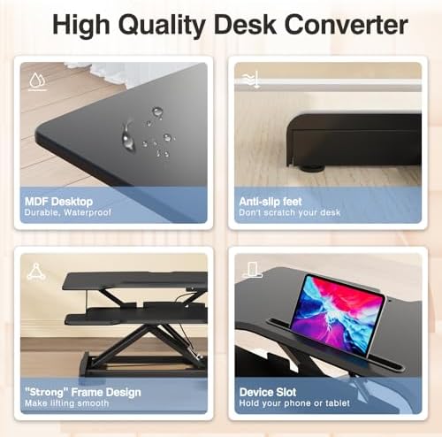 32" Standing Desk Converter, Quick Sit to Stand Desk Riser - Image 5