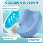 Gel Seat Cushion, Cooling Memory Foam Cushion for Office Chair, Blue - Image 2