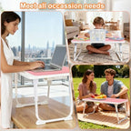 Laptop Desk for Bed, Adjustable Height Laptop Bed Table, Foldable Lap Desk with USB Charge Port, Desktop Card Slot, Side Drawer, Book Shelf, Portable Lap Tray for Eating Reading Working Sofa & Floor - Image 5