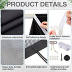 Tegeme 80" Under Desk Privacy Panel Self Adhesive Desk Curtain Skirt, Black - Image 3