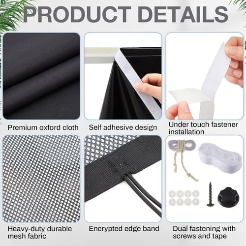Tegeme 71" Under Desk Privacy Panel Self Adhesive Desk Curtain Skirt, Black - Image 5