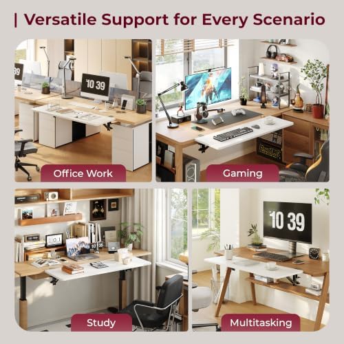 Desk Extender Tray, 30"×12" Clamp-On Arm Rest Shelf, 90° Foldable Computer Elbow Support for Office Home, Space-Saving Keyboard Mouse Tray (White) - Image 7