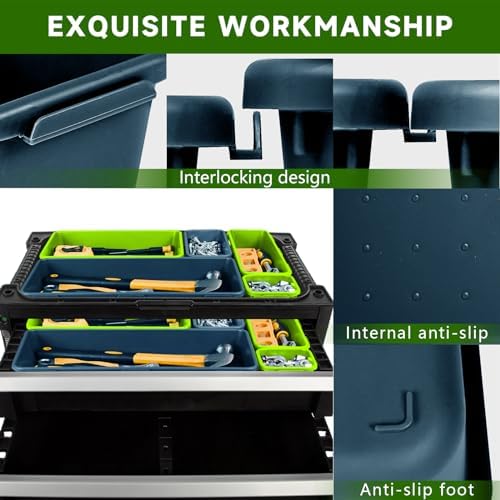 Tool Box Organizer Tray, 60 PCS & 5 Sizes, Blue and Green - Image 5