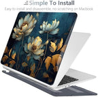 Batianda LumiArt Case for MacBook Air 13.6" M2-M5 Chip, Blue Gold Lotus - Image 4