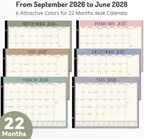 Forvencer 2027 Desk Calendar, Planner Sept 2026 - Jun 2028, 22 Month 22x17" - Image 2