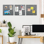 AKTOP Cork Bulletin Board 12x12, 1/2" Thick Felt Cork Board Tiles 6 Pack, Small Square Pin Board for Wall, Self Adhesive Corkboards with 60 Push Pin Wood Clips for School, Home & Office, Grey - Image 3