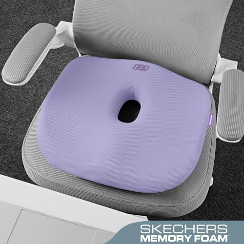 Skechers Seat Cushion Memory Foam,Donut Pillow Office Chair Cushion for Tailbone Pain Relief,Butt Pillow for Office Chair,Car seat Cushion,Long Sitting Office Workers,and Car Drivers,Purple - Image 4