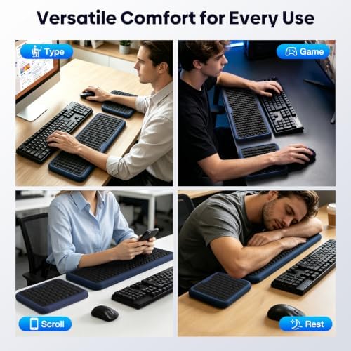 MEKASS Extra Large Wide Wrist Rest Set for Keyboard and Mouse, Ergonomic Memory Foam Wrist Support with Non-Slip Silicone Base, Pain Relief, Desk Cushion for Office, Work, Gaming - Image 7