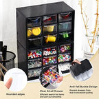 Marsui 4 Pack Desktop Storage Organizer with 9 Drawers Craft Organizer with Mini Drawers Plastic Organizers and Storage Containers for Craft Art Jewelry Cosmetics Sewing Supplies Accessory(Black) - Image 4