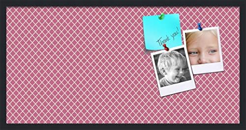 PinPix 36x18 inch Cork Bulletin Board. This Decorative Framed Pin Board Comes with Diamond Pattern in Hot Pink Design and Satin Black. Ideal for Home, Office Decor or School (PinPix-302) by PinPixBulletinBoards
