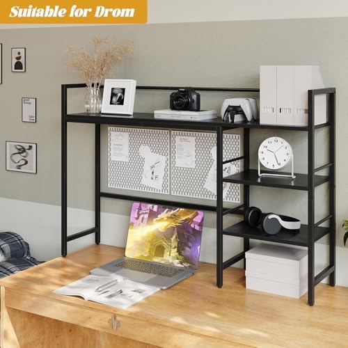 HavenlyYouth Desk Shelf, 45.4 Inch Wood Desk Organizer Shelf for Computer Monitor, Desk Hutch Storage, Desktop Shelf for Top of Desk, 3 Tier Desktop Bookshelf for Home Office Dorm, Black - Image 5