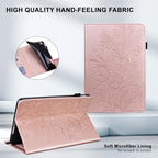 Case for Kindle Fire HD 10 & 10 Plus (13th/11th Generation, 2023/2021) 10.1", Embossed Lace PU Leather Flip Folio Tablet Case with Elastic Band & Card Slots, Multi-Angle Stand Cover, Rose Gold - Image 5