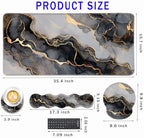 Mouse Pad,Large Pink Desk Mat, 4in1 XXL Mousepad + Keyboard Wrist Rest+Mouse Wrist Rest+Coaster Set with Ergonomic Desk Pad for Home Office Table Computer-Black Golden Marble - Image 2