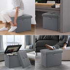 DocSafe Storage Ottoman with Lock,Fireproof Folding Ottoman Foot Rest Stool Storage Chest with Storage Safe for Important Documents,Waterproof 17 Inches Short Ottoman Foot Stool with Handles,Grey - Image 4