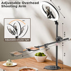 LULED 11" Desk Ring Light, Ring Light with Tripod Stand, Overhead Phone Mount for Video Recording & Tripod for Cooking, Live Streaming TikTok & YouTube, with Bluetooth Remote Compatible with iPhone - Image 5