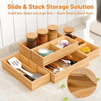 Bamboo Drawer Organizer, 5-Piece Stackable Trays with Removable Dividers - Image 4