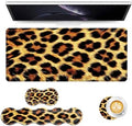 Keyboard Mouse Pad Set, Extended Gaming Mouse Pad+Ergonomics Keyboard Wrist Rest Support, Memory Foam, Easy Typing Pain Relief, 4Pcs XL Ultra Thick Desk Mat,Leopard Print Animal Skin by Vobber