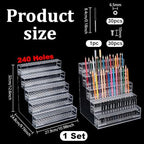 PH PandaHall 240 Holes Acrylic Pen Holder 5 Tier Clear Pen Display Stand Organizer Makeup Paint Brush Organizer Clear Pencil Marker Dispaly Holder Storage for Home Vanity Office Desk Vendor - Image 2