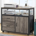Tribesigns Modern File Cabinet with Drawers for Letter-Sized File and Door, Lockable lateral Filing Cabinet Printer Stand with Storage Shelves and with Rolling Caster for Home Office (Gray) - Image 3